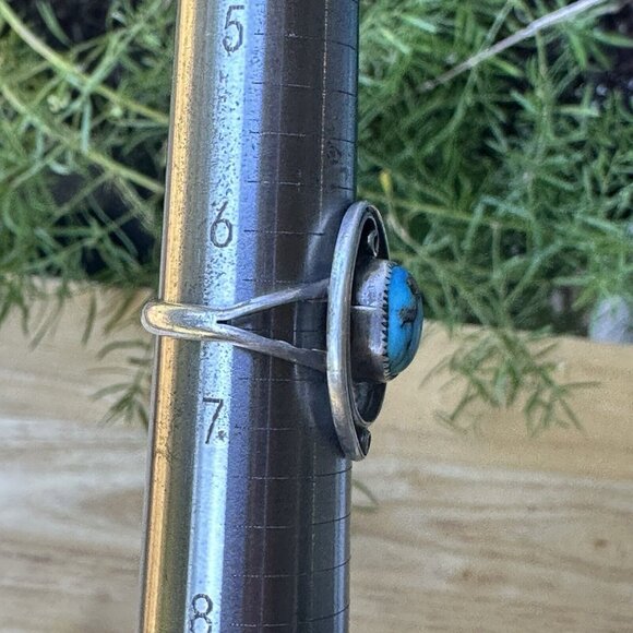 VTG Navajo Ring Size 6.5 Artisan RD Blue Black Turquoise Sterling Old Pawn 4.0g - Picture 6 of 8